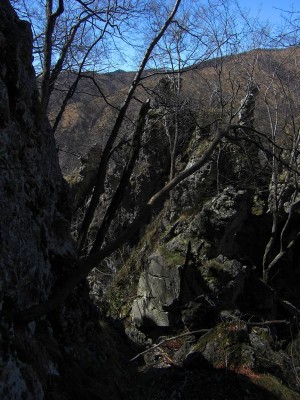 Sul roccione si è quasi all'altezza delle guglie.