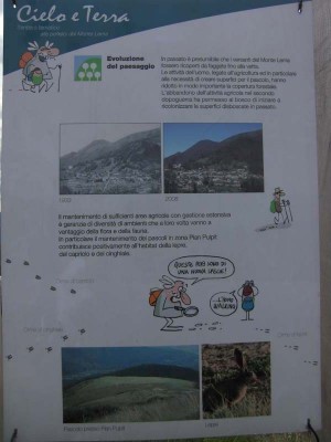 Tabellone a Pian Pulpit - gruppo Monte Lema