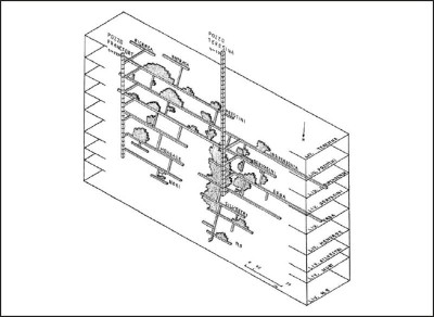 Stereogramma della Miniera Teresina (ben visibile la tecnica di scavo a gradini o «a strozzi»)
